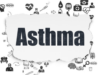 Health concept: Asthma on Torn Paper background