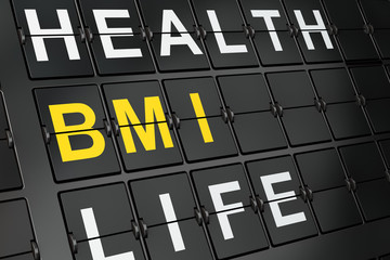 Health concept: BMI on airport board background