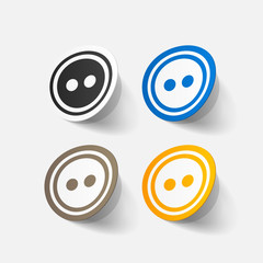 Realistic paper sticker: sewing Button