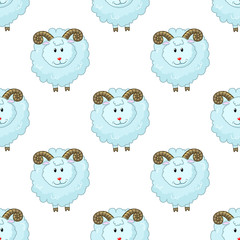 Seamless pattern with  cartoon sheep