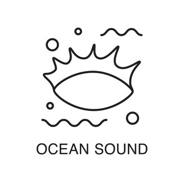 Line art ocean sound in the empty shell on a beach. Summer vacation concept.