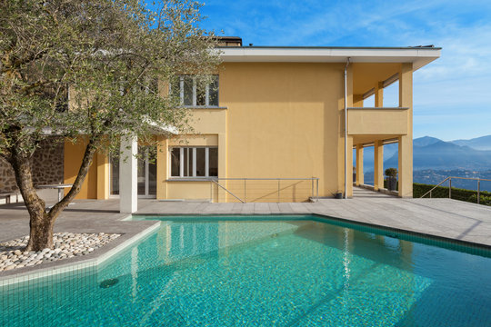 modern building with pool