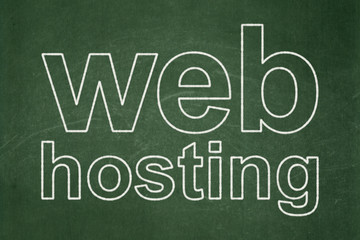 Obraz premium Web development concept: Web Hosting on chalkboard background