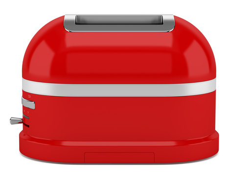 red toaster isolated on white background