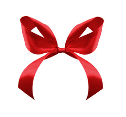 Red satin gift bow