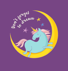 cute magic unicon and rainbow poster, greeting card