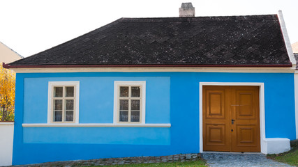 Cute blue colored traditional house