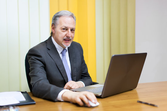 Portrait of a smiling senior businessman sitting in his office