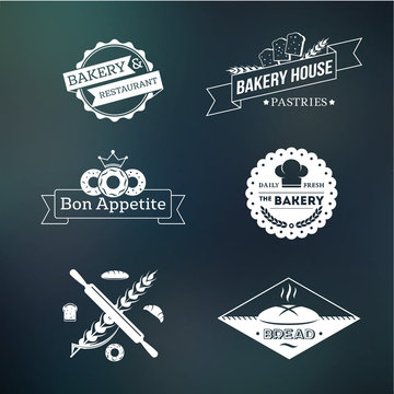 Vintage hipster bakery logo and icon set