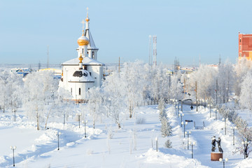 Orthodox Christian churches A cold frosty morning, the Orthodox Christian churches 