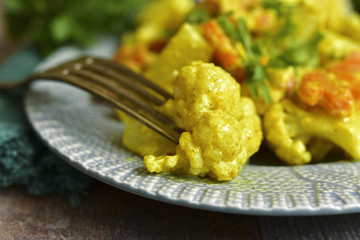 Vegetable curry with cauliflower.
