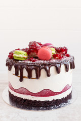 Pomegranate cake on white