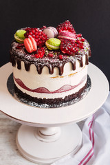 Cream mousse cake with pomegranate.