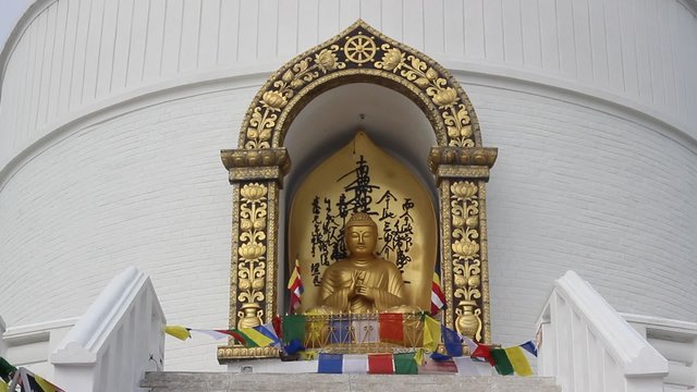 Buddha statue in the stupa (World Peace Pagoda)