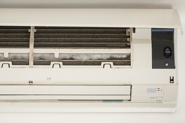 ice on coil cooler of dirty air conditioner