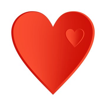 A big red heart with small hearts right side up in a large heart on a white background