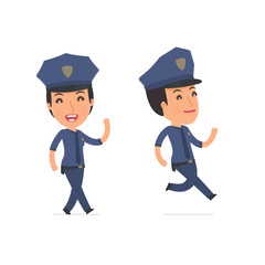 Happy and Cheerful Character Constabulary goes and runs