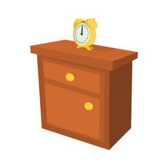 Nightstand with a clock cartoon icon