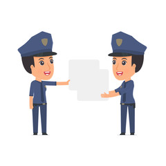 Funny Character Constabulary holds and interacts with blank form