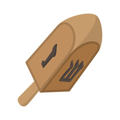 A wooden dreidel cartoon icon