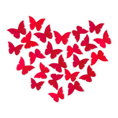 Heart of butterflies. Vector illustration.