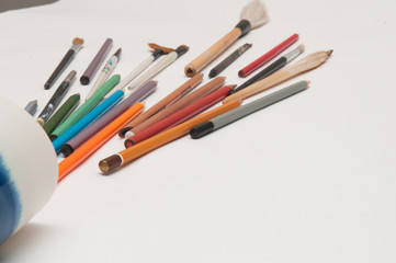 Artists tools on white