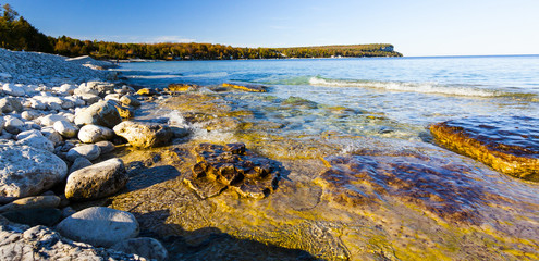 Scenic Rocky Shoreline Along Georgian Bay, Ontario Great Lakes