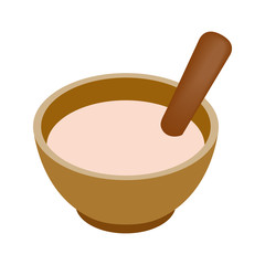 Cream in wooden dish 3d isometric icon