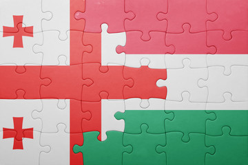 puzzle with the national flag of georgia and hungary