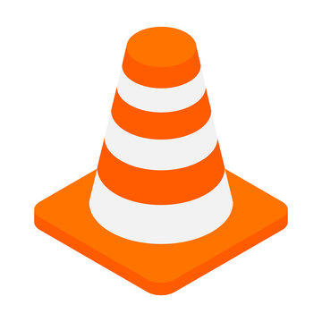 An Orange Road Hazard Cone Isometric 3d Icon