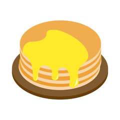 Obraz premium A stack of pancakes with honey isometric 3d icon 
