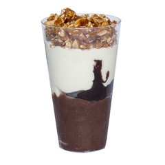 mini glass of ice cream with fruits and nuts, for cropped still