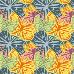 Beautiful seamless pattern with butterflies