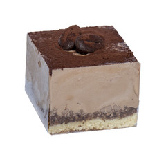 cubes of ice cream with fruit and nuts of various colors, croppe