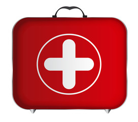 Red Medical Bag with a Cross Vector Illustration