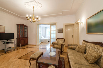 Interior of living room with classic style furniture