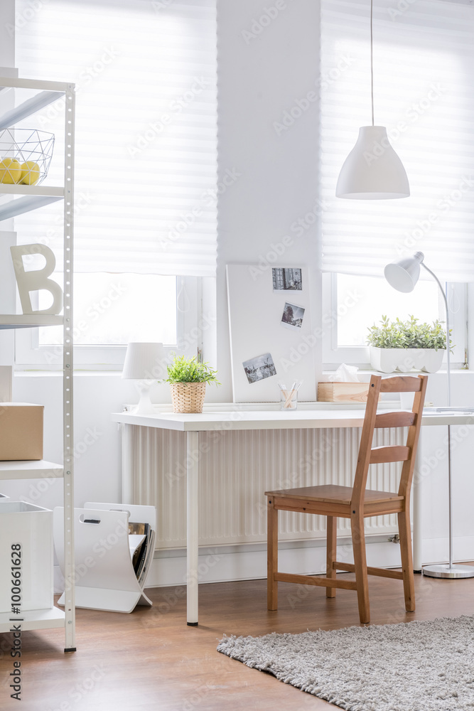 Sticker wooden chair in white interior