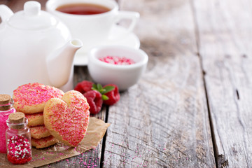 Valentines day sugar cookies with sprinkles