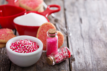 Baking cookies for Valentines day