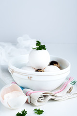Eggs in white bowl a healthy food for gift