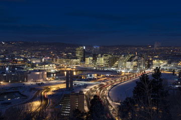Oslo Skyline winter morning - obrazy, fototapety, plakaty