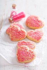 Valentines day sugar cookies with sprinkles
