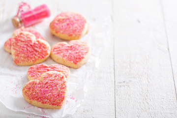 Valentines day sugar cookies with sprinkles