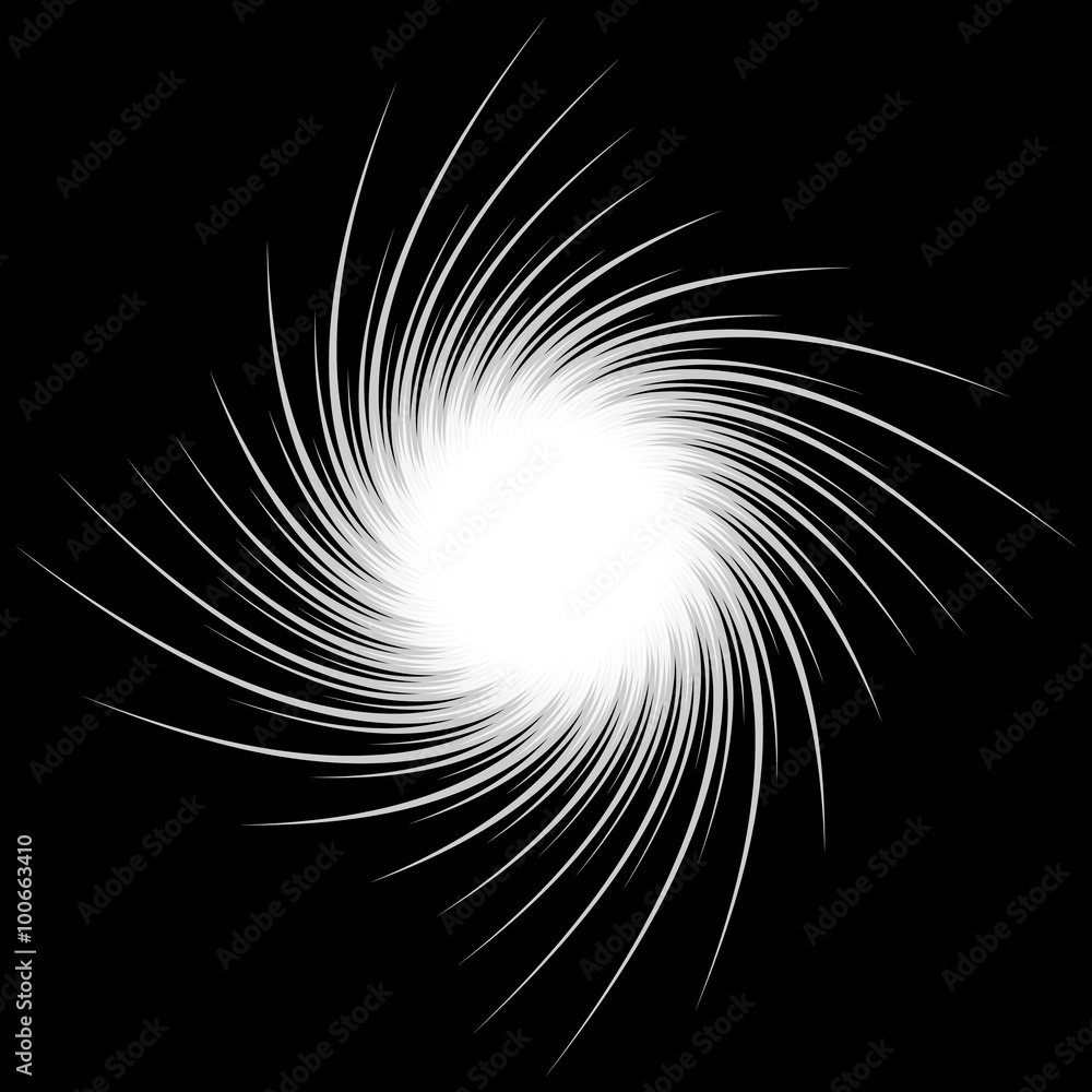 Poster abstract spiral shape with pointed spokes. editable vector graph