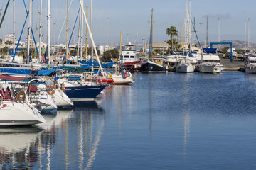 Yachts in Larnaca port, Cyprus.