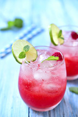 Raspberry lemonade with lime.