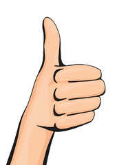 Vector thumbs up hand sign, like it hand gesture in pop art comic style isolated on white background, illustration