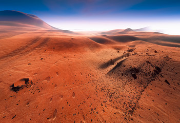 Fototapeta na wymiar Martian landscape, craters and rocks