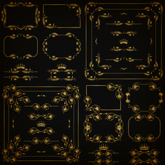 Vector set of gold decorative borders, frame