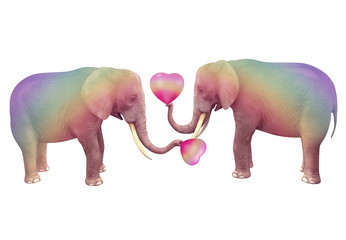Plakaty  Dwa zakochane słonie.